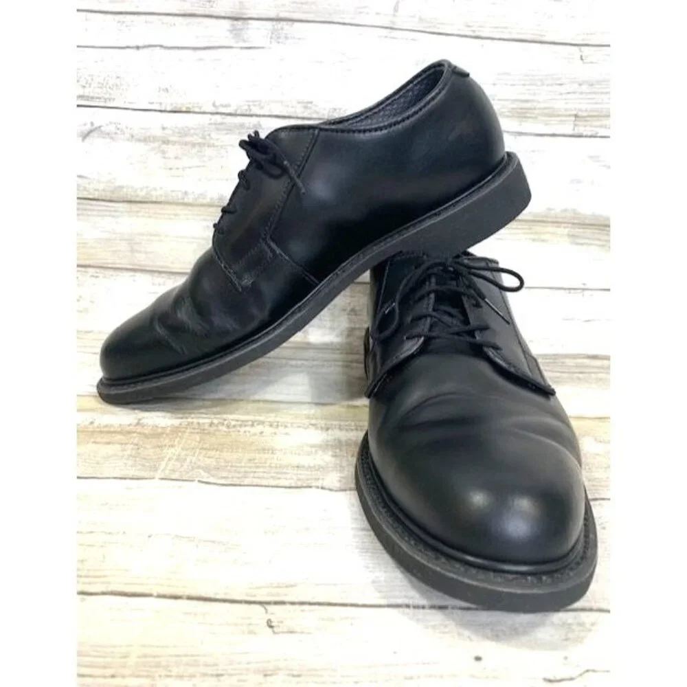 Bates Men's Not Gloss Black Leather Oxford Dress Shoes Size 8D Durable & Comfort